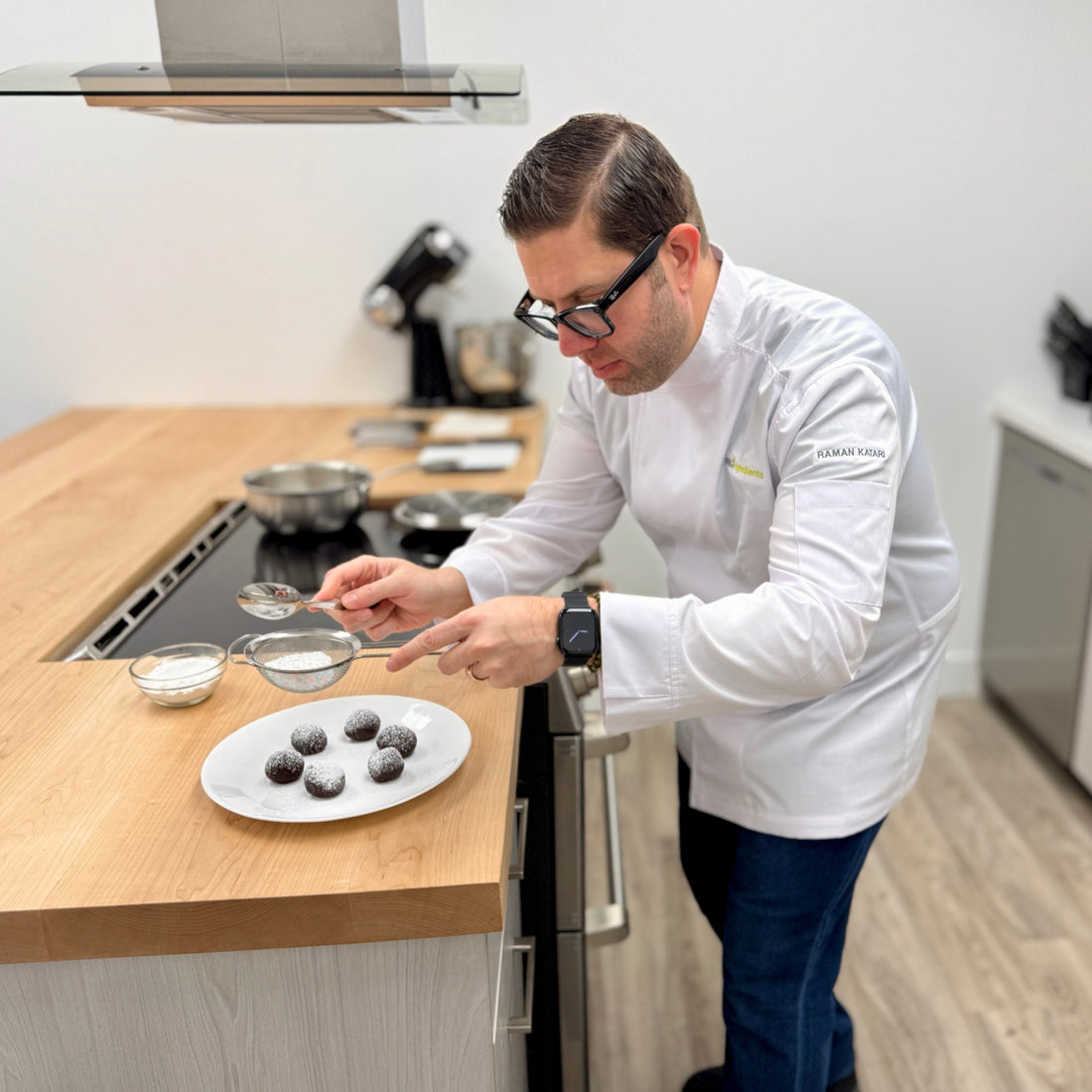 Chef preparing food in a modern kitchen